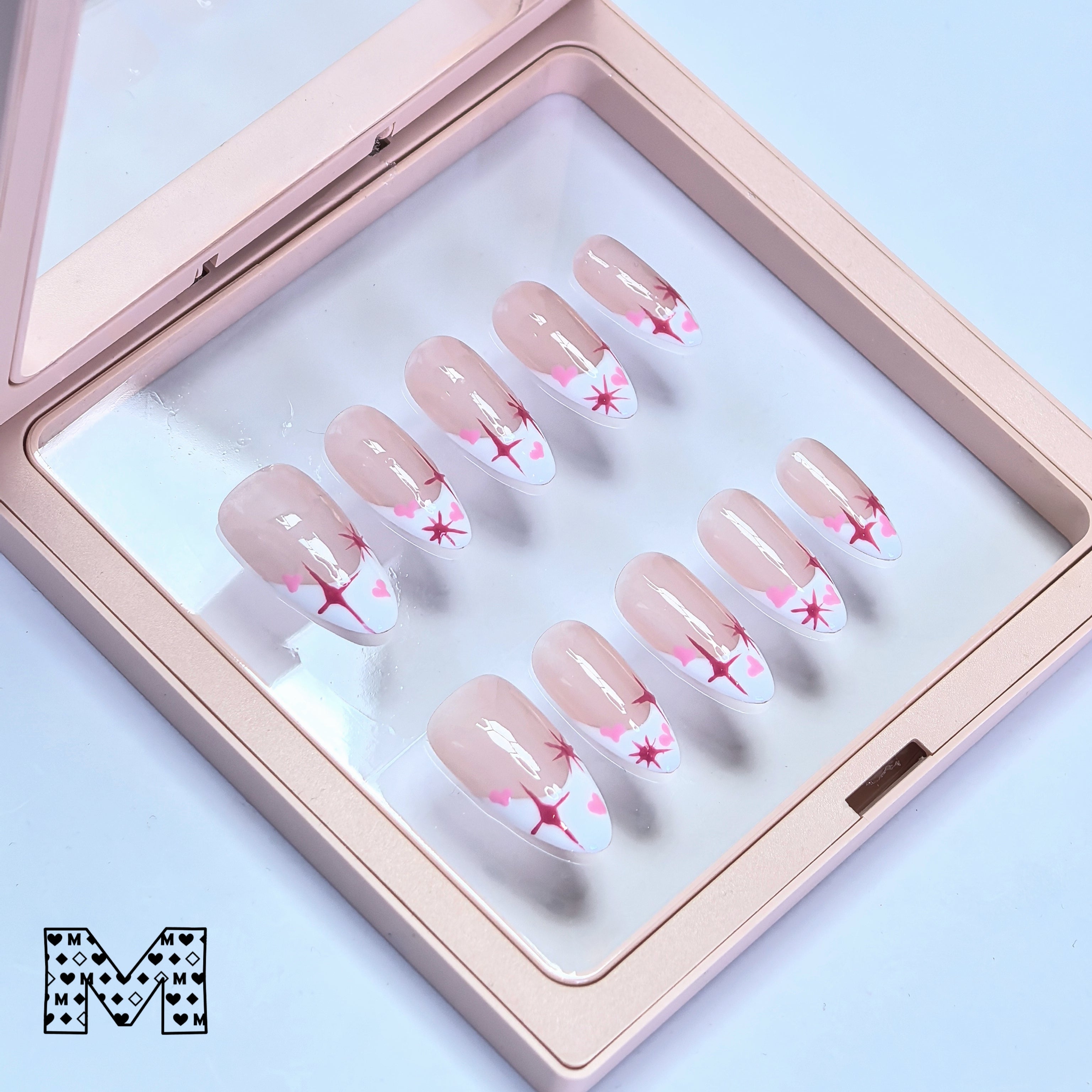 Verträumte rosa und weiße Nail Art Sticker 