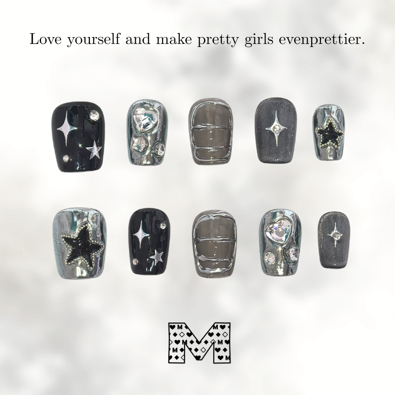 Coole schwarze und silberne Nailart-Aufkleber 